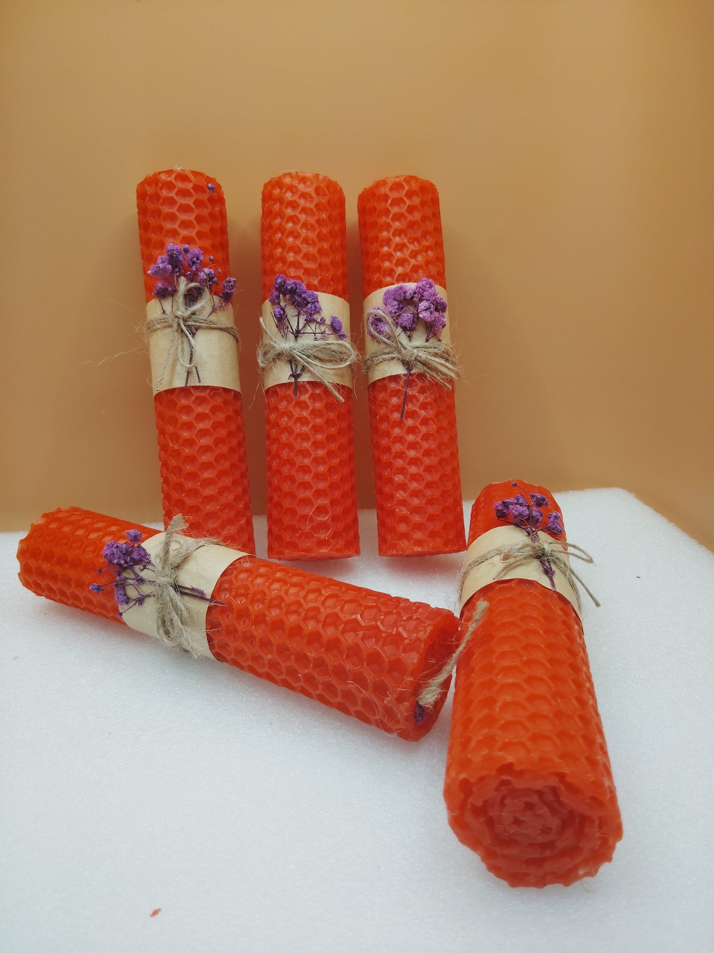 Orange Pillars Candles-Set of 4
